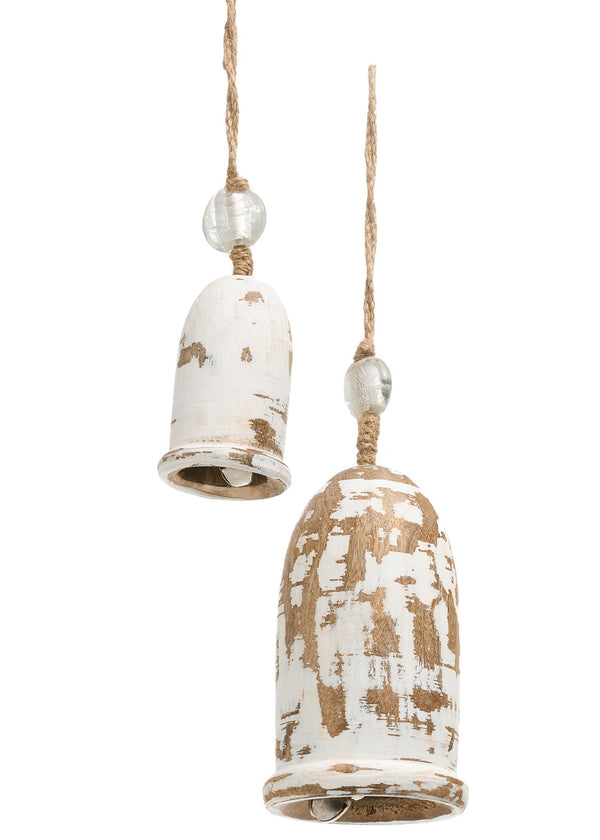 White Washed Wooden Bell - Small