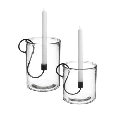 CANDLE HOLDER GLASS/MET