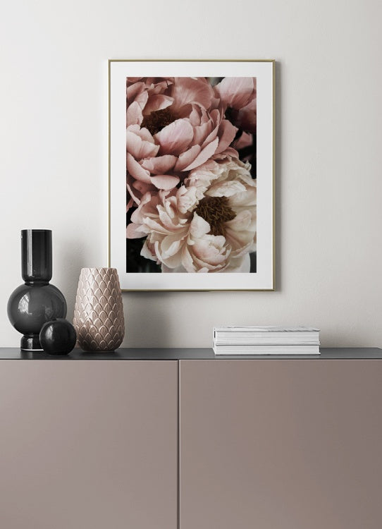 CORAL SUNSET PEONY POSTER 50x70