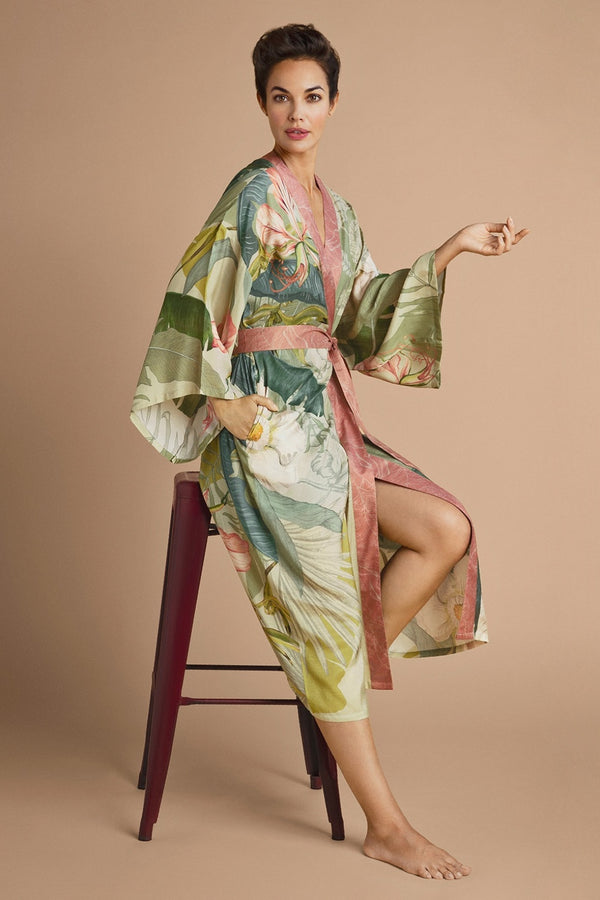 Tropics Kimono Gown - Sage