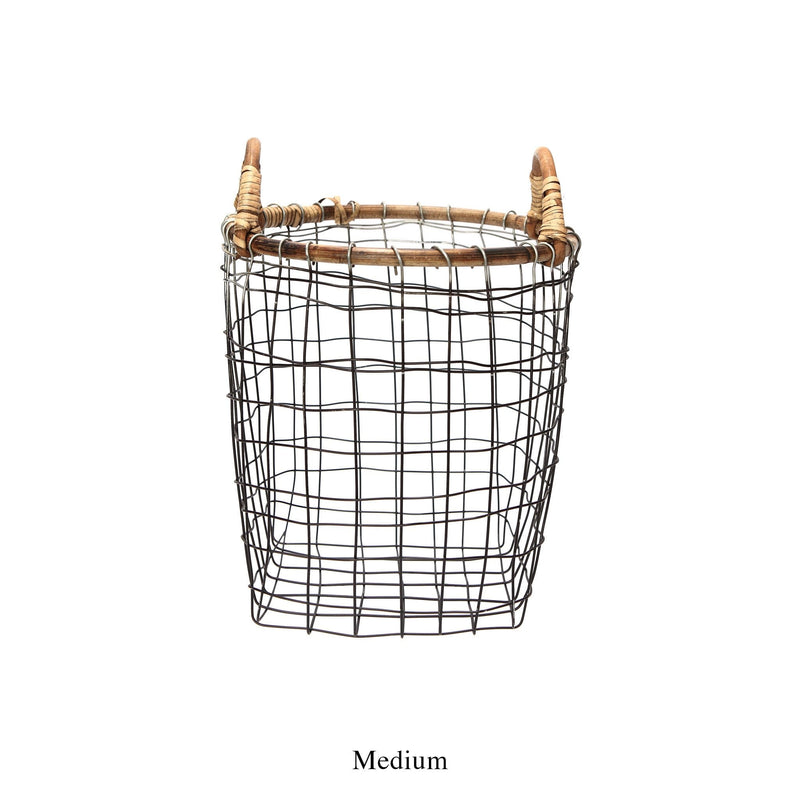 Rattan Top Wire Basket